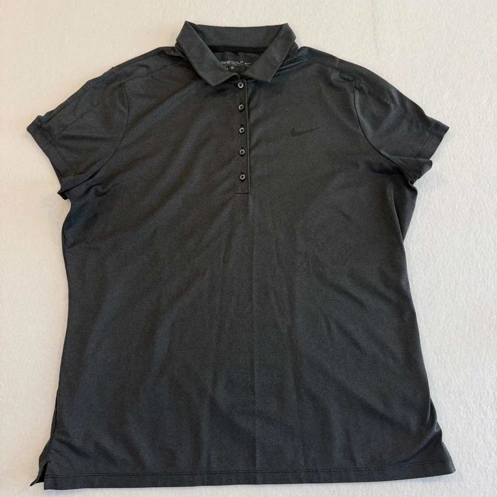 Nike Golf Polo Shirt Women XL Charcoal Gray Dri-FIT Short Sleeve Athletic Top